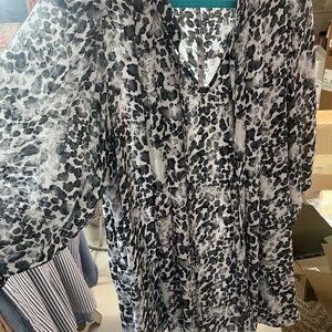 Black and great print blouse.